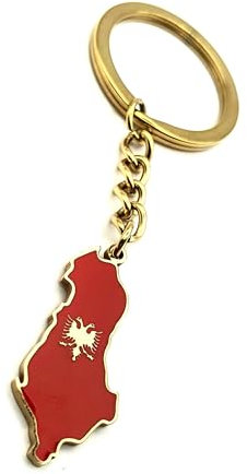 SNS Components Albanien Albanien Gold Länderflagge Länderflagge Metall Emaille Schlüsselanhänger, mehrfarbig, One size