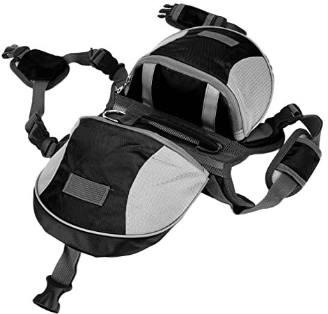 Satteltasche für Hunde, Rucksack, robust, wasserabweisend, hohe Anwendbarkeit, Nylon, Verstellbarer Brust- und Rückenumfang, Taschen mit reflektierenden Streifen (L)