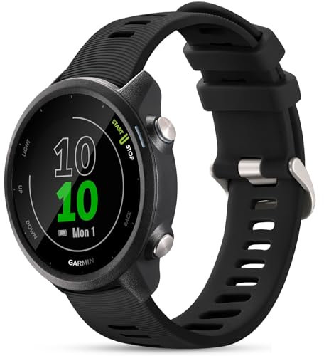 Laffav Kompatibel mit Garmin Forerunner 245 Armband/Forerunner 165 Armband, 20mm Weich Silikon Sport Ersatzarmband für Garmin Vivoactive 5/Vivoactive 3/Venu/Venu Sq/2 Plus/Forerunner 55,Schwarz