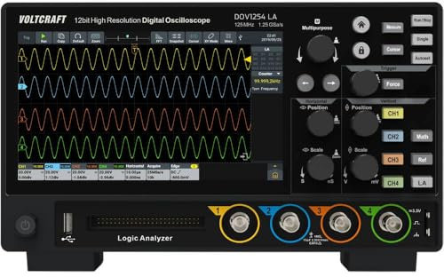 VOLTCRAFT DOV1254 LA Osciloscopio digital 125 MHz 4 canales 1.25 GSa/s 100 Mpts Almacenamiento digital de 12 bits (DSO), canal lógico