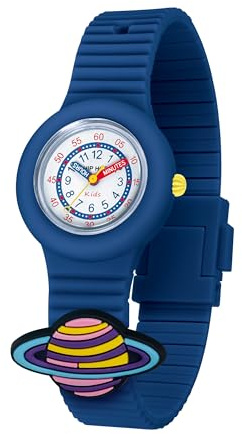 HIP HOP, Collezione PINTASTIC!, Orologio Bambini, Movimento al Quarzo, Cassa 32 mm, Resistente all'Acqua, Cinturino in Silicone Ipoallergenico, con 5 Elementi Decorativi a Tema Inclusi, Idea Regalo