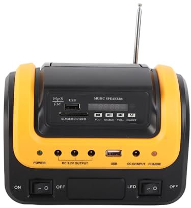 Walfront Generador de Energía Solar de 5000 MAh con una Pantalla LED Digital y Radio FM para el Hogar y Acampado de Iones de Litio Akku