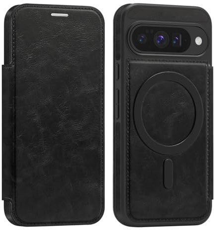 QYFCOU Hülle Magnetische für Google Pixel 10/10 Pro Klapphülle Flip Case | PU Leder Handytasche Lederhülle mit Kartenfach RFID-Sperre Schutzhülle Kompatibel mit MagSafe, Kratz- und stoßfest -Blau