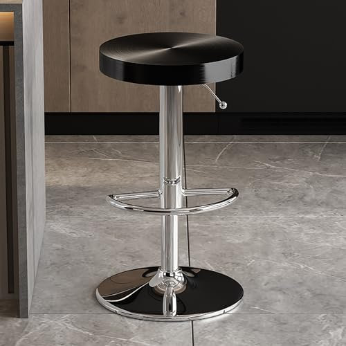 OUBBDVRT Moderne Stühle mit Verstellbarer Höhe, Edelstahl -Schwenkstühle mit Fußstütze, runde Oberteil für Küchen-, Pub- und Bistro -Essen - schlankes Svart -Finish