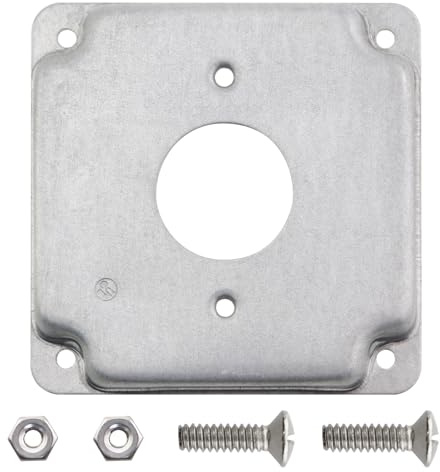 CChiai Silver Galvanized Steel Electrical Box Square Exposed Working Cover 4 Inch Socket Wiring Cap Plate with Mounting Screws Suitable for Rocker/Toggle Switch