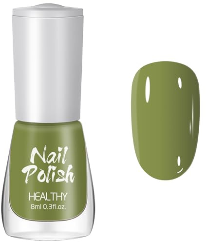Green Nail Varnish - Olive Green Quick Dry Nail Polish - Natural Breathable Sage Green Nail polish Chip Resistant Formula - No UV Light Needed Nail Varnish Non Toxic - Gift for Women