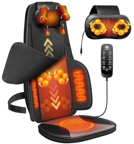 RQH Shiatsu Neck and Back Massager for Chair with Heat, Massage Chair Pad