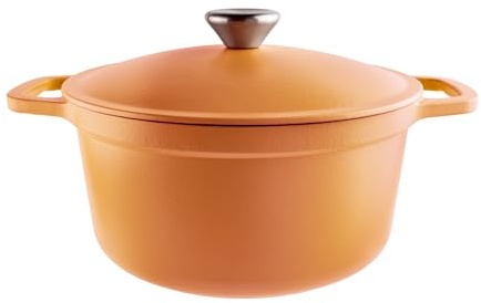 Commichef Leichter Gusseisen Bräter mit Deckel, 22 cm, 3 l | Terrakottarot, emailliert, zum Schmoren, Kochen und Brotbacken, induktionsgeeignet, ofenfest