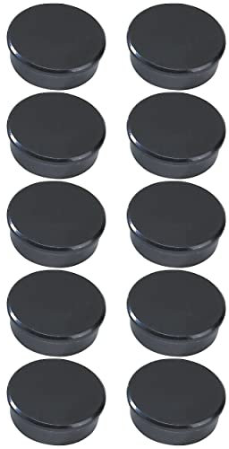 Dahle 95538 Magnete (Durchmesser 38 mm), mit einer hohen Haftkraft von 25N, 10 Stück, schwarz