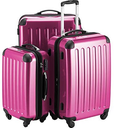 HAUPTSTADTKOFFER Alex - 3er Kofferset, Trolley-Set, Rollkoffer, Reisekoffer, (S, M & L), Magenta