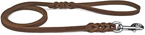 Fettlederleine geflochten 1m, 1,35m, 2,20m mit Handschlaufe (135cm x 8mm braun Chrom)