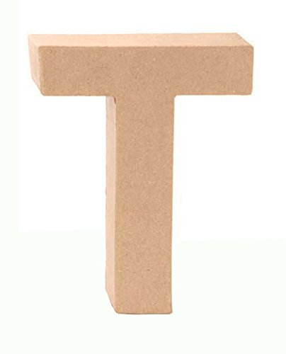 GLOREX 6 2029 120 - Papp - Buchstabe T, Buchstabe aus brauner Pappe, ca. 17,5 X 5,5 cm groß, zum bemalen und bekleben, für Serviettentechnik und Décopatch, ideal als Dekoration