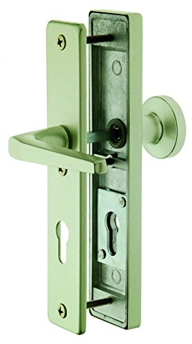 Alpertec Haustürbeschlag Tira -LS KT Schutzbeschlag für Hausstüren Knopf/Drücker F2 eloxiert, Vierkant 10 mm, Abstand 92 mm, alu, 40100076
