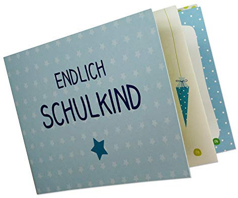 Erinnerungsheft zum ersten Schultag Endlich Schulkind. Kleines Album zur Einschulung - A5/Klammerheftung (Blau)