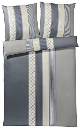 JOOP! 4069-9 Cornflower Stripes Mako-Satin-Bettwäsche 200x200 + 2x 80x80 deep coal