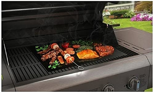 Vinsani 6pc BBQ Grill Mats, Non-Stick Reusable Oven Liner Sheets, 40x33 cm | Heavy Duty Teflon Barbecue Cooking & Baking Mat for Gas, Charcoal & Electric Grills, FDA-Approved