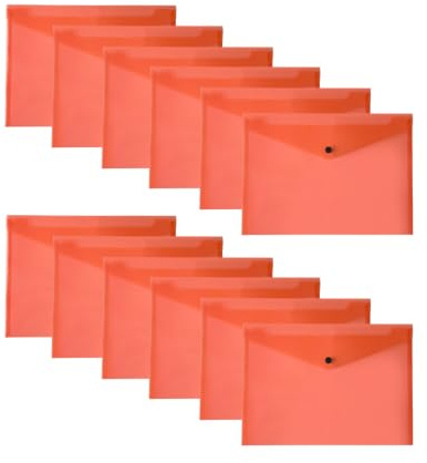 Pack of 12 Red Janrax A4 Wallets – Strong Polypropylene Document Folders with Press‑Stud Fastening, Holds 150 Sheets