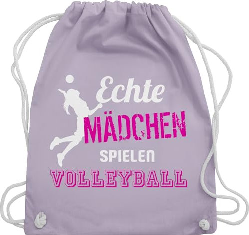 Turnbeutel Rucksack - Geschenke Zubehör - Echte Mädchen spielen Volleyball - Unisize - Pastell Lila - für volleyballer volleyballtasche vollyball geschenk volleyballerinnen beutel spielerin