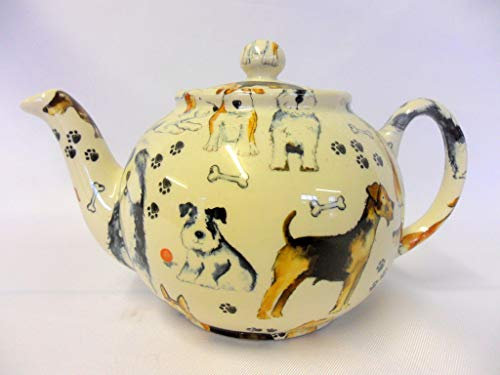 Heron Cross Pottery 2 cup teapot in dog and puppy design
