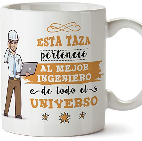 MUGFFINS Ingeniero Tazas Originales de café y Desayuno para Regalar a Trabajadores Profesionales - Esta Taza Pertenece al Mejor Ingeniero del Univers