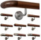 TIBU Ami Nussbaum Geländer Handlauf Treppe Holz Griff gewinkelt Edelstahlhalter, Länge 30-500 cm - Variante: 130 cm mit 2 Halter und Ende Holzkrümmling