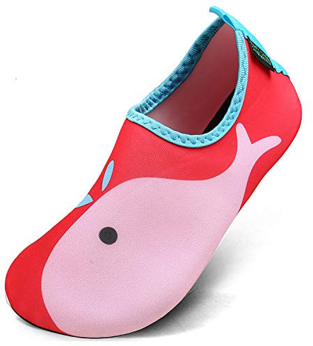 SAGUARO Barfussschuhe Kinder Outdoor Schwimmschuhe Jungen Strand Aquaschuhe Männer Sommer Badeschuhe Weiche Faltbar Wasserschuhe, 26/27 EU, Delphin Rot
