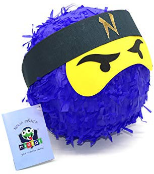 Ninja Pinata - Ideal für die Ninja Party - Geschenk für Geburtstag - Farbe zur Auswahl: Grün, Schwarz, Blau, Rot (Blue)
