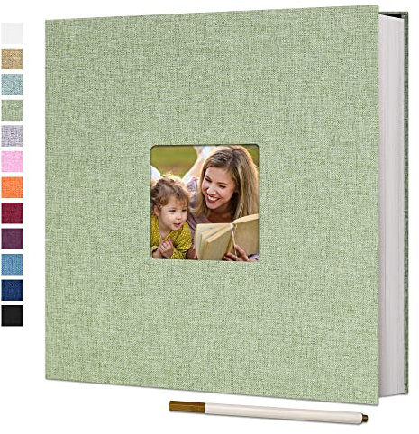 Vienrose Selbstklebende Fotoalbum 10x15 Einkleben und zum Selbstgestalten Groß Leinen Photoalbum mit 40 weißen Seiten,Hochzeit Jahrestag Geburtstag Geschenke mit Einem Kugelschreiber,33x32cm
