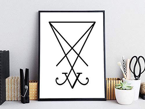 Din A4 Kunstdruck ohne Rahmen - Siegel Luzifer Teufel Satan 666 Grimorium Verum Okkultismus Gothic Druck Poster Bild