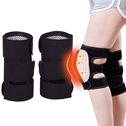 Mify 1 Pair Tourmaline Self Heating Knee, Magnetic Therapy Brace Support Belts, Adjustable Knee Pads Support Brace Protector Arthritis Pain Relief Health Care