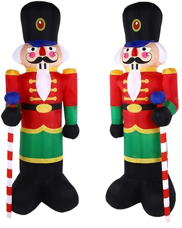 EEkiiqi 8ft Nutcracker Soldier Christmas Inflatable Decor for Christmas Yard Decor/Christmas Outdoor Decor/Lawn Decor/Christmas Porch Decor(8ft Nutcracker)