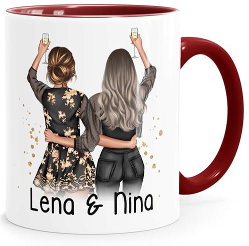 SpecialMe® Tasse beste Freundin personalisiert Geschenk beste Schwester Mama Freundschaft Best Friends BFF bordeauxrot Keramik-Tasse