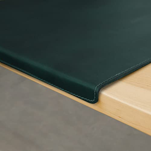 Hamosons – Große Schreibtischunterlage mit Kantenschutz/Gewinkelte Schreibtischauflage Größe XL aus Büffel-Leder, Oliv-Grün, Modell 26313