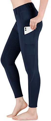 beroy Reithose Kinder mädchen Silikon Vollbesatz Reitleggings Mädchen Elastischer mit Gürtelschlaufen und Seitentaschen Navy XXL