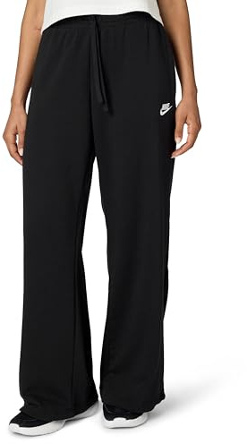 Nike Women's Sportswear Club Fleece Mid-Rise Wide-Leg Sweatpants, Black/White, Large