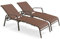 Giantex 2er Set Sonnenliege klappbar, Gartenliege Liegestuhl mit 5-stufig Verstellbarer Rückenlehne, Strandliege Relaxliege aus Stahlrahmen & Textilene, Liesegessel bis 150 kg belastbar, Braun