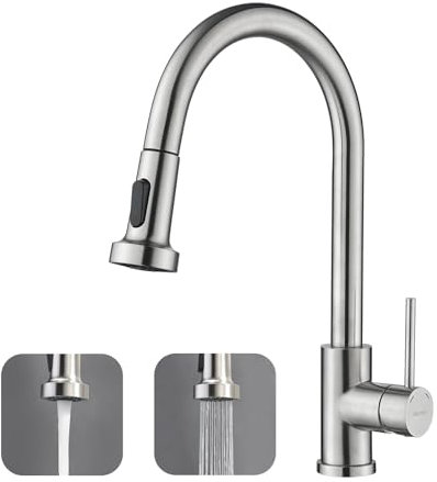 Decaura Spültischarmatur mit Brause Küchenarmatur ausziehbar Wasserhahn Küche Edelstahl gebürstet