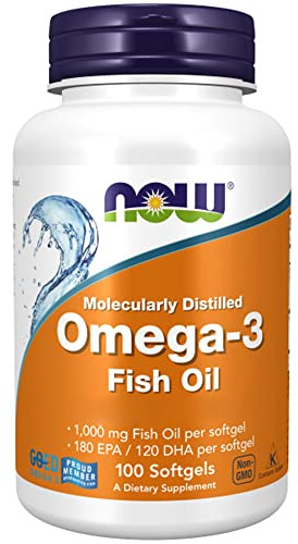 Now Foods, Molecularly Distilled Omega-3 (molekular-destilliertes Omega-3), mit EPA und DHA, hochdosiert, 100 Weichkapseln, Laborgeprüft, Sojafrei, Glutenfrei, Ohne Gentechnik