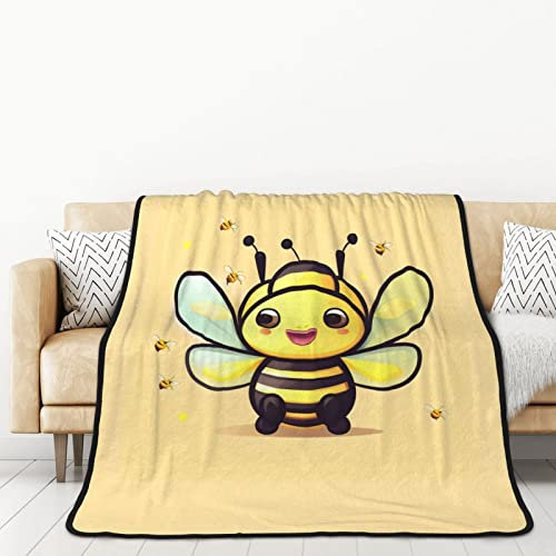 TORONG Doppelseitige gelbe Bienen-Überwurfdecke für Couch, Auto, Bett, Nickerchen – warme und bequeme Decke, 152,4 x 203,2 cm