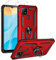 FMPCUON Funda para LG K40S Carcasa, 2 Pack Cristal Templado, Protección Cámara con 360 Anillo Soporte PC y Silicona TPU Case - Rojo