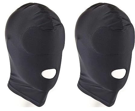 IYWISH 2PCS Full Cover Zentai Hood Halloween Faceless Mask Elastic Face Masks Black Breathable Open Mouth Masks Cosplay Halloween Costume Hood Unisex Headgear Mardi Gras Masquerade Skin Mask