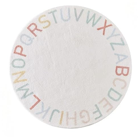 ABC Runder Alphabet-Teppich für Kinder, weicher Plüsch, Kinderzimmerteppich, Baby, Lernspiel, Krabbelmatte, rutschfester Teppichbodenkissen für Klassenzimmer, Spielzimmer, Schlafzimmer, Kinderzimmer