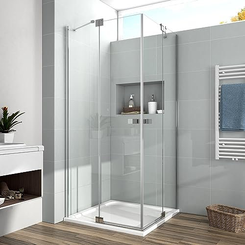 EMKE Duschkabine 80x80 Eckeinstieg Komplettdusche Duschwand Duschabtrennung Badewanne Falttür Dusche Duschtür Eckdusche Duschkabine 80 x 80