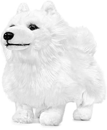 lilizzhoumax Hund Samojede Plüschtier 32cm/12”, Simuliertes Tier Hund Plüschtier Kawaii Hund Kuscheltier Realistische Hund Plüsch Spielzeug für Wilde Tiere, Geschenk für Freunde und Kinder