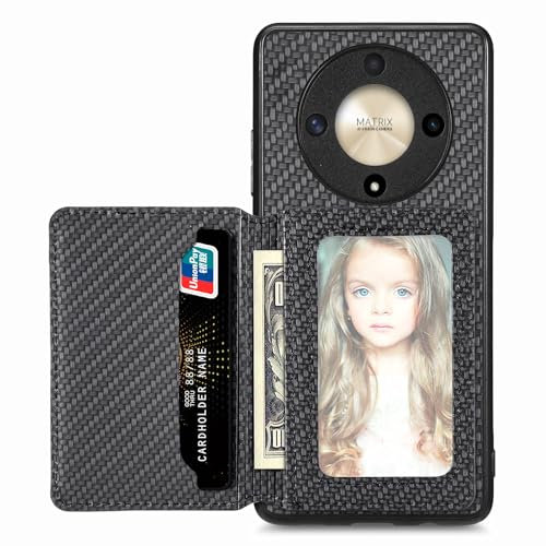 MOJIA Custodia per Honor Magic6 Lite 5G (Magic 6 Lite) / X9b, Ultra Sottile Morbido TPU Cover, Antiscivolo e Antiurto con Schermatura RFID Sacchetto di Carte. Nero