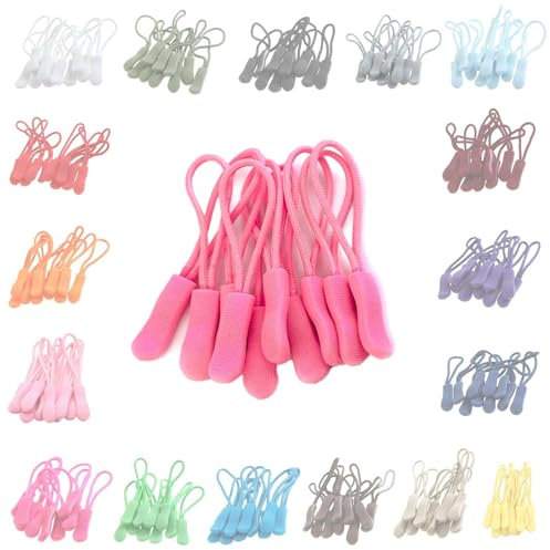 10 Zipper-Schlaufen 70 Farben Reißverschluss-Anhänger Reißverschluss-Verlängerung Pull Anhänger, Farbe:bubblegum