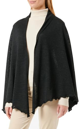 Die Trachtenschmuck-Manufaktur Strick Stola in Merino Wolle - großes Tuch mit Wellensaum in vielen Farben 200x70cm (Anthrazit-005)