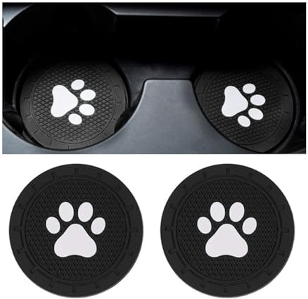 JNNJ 2 Stück Auto Cup Insert Untersetzer, Auto Fußabdruck Untersetzer, rutschfeste Silikon Auto Cup Insert Untersetzer, Universal Dosenhalter Auto-Innenzubehör(Schwarz)
