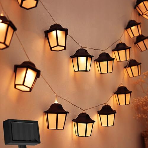 Lumiled Lichterkette Laterne Solar außen 10 Laterne LEDs 3,8 Meter Warmweiß 3000K Solarlichterkette Laternen Outdoor Lichterketten Hochzeit Balkon Terrasse Garten Deko wetterfest Solarleuchte