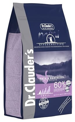 Dr.Clauder's Trockenfutter für Hunde, Hyposensitive, verschiedene Geschmacksrichtungen und Formate (400 g, Ente und Kartoffel Mini)